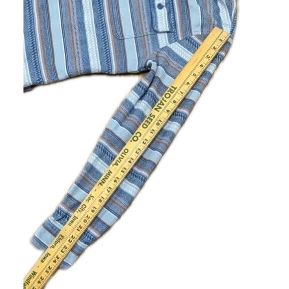 PATAGONIA Womens Fjord Flannel Shirt Blue Brown White Stripe Organic Cotton sz M - Picture 12 of 12